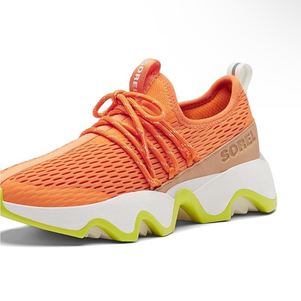 Orange Knit Wave-Sole Women's Sneakers - Picture 2 of 8